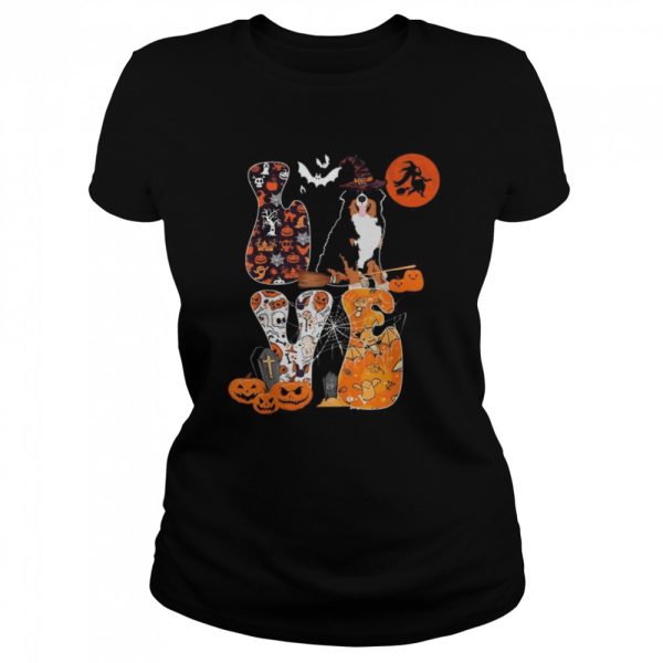 Love Halloween Bernedoodle Costume Witch Horror Pumpkins Funny Halloween T-Shirt – Flybrizi