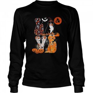 Love Halloween Bernedoodle Costume Witch Horror Pumpkins Funny Halloween T Shirt Flybrizi 3