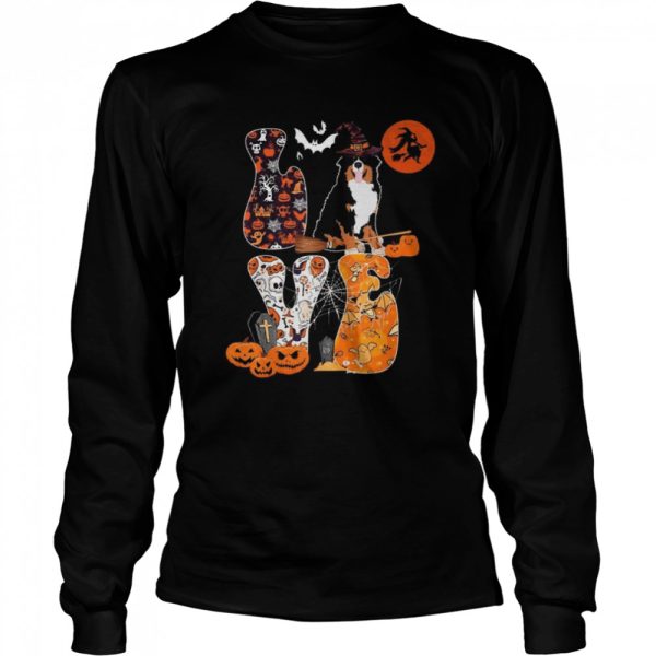 Love Halloween Bernedoodle Costume Witch Horror Pumpkins Funny Halloween T-Shirt – Flybrizi