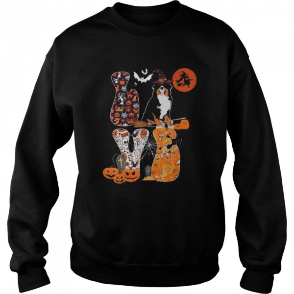 Love Halloween Bernedoodle Costume Witch Horror Pumpkins Funny Halloween T-Shirt – Flybrizi