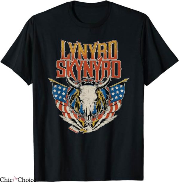 Lynyrd Skynyrd T-Shirt Americana Steer Skull T-Shirt Music