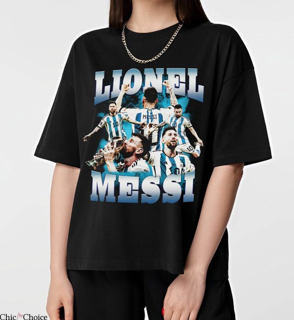 Messi T-Shirt Lionel Vintage Football Player Fan Homage