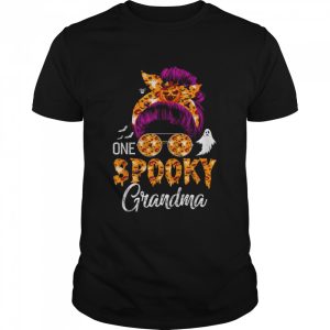 Messy Bun Mom Monster Bleached One Spooky Grandma Halloween T Shirt 1