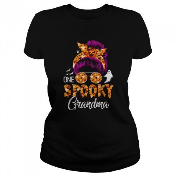 Messy Bun Mom Monster Bleached One Spooky Grandma Halloween T-Shirt