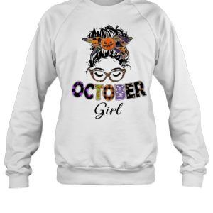 Messy Bun October Birthday Girl Halloween Shirt 3 Messy Bun October Birthday Girl Halloween Shirt 4