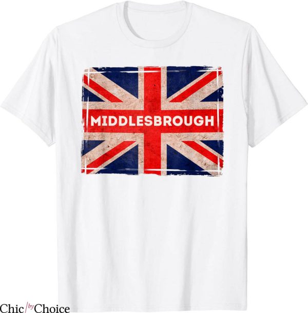 Middlesbrough Retro T-Shirt Flag Yorkshire Born And Bred