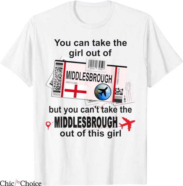 Middlesbrough Retro T-Shirt Girl Boarding Pass Traveler
