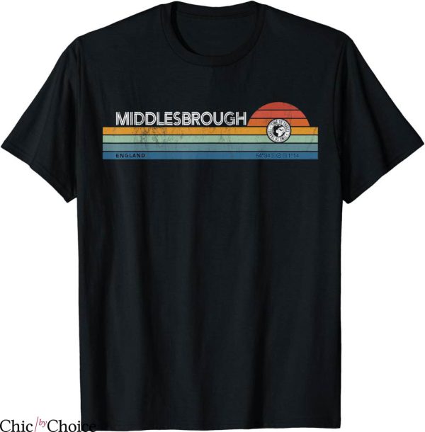 Middlesbrough Retro T-Shirt United Kingdom Sunset Rainbow
