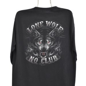 Modern 2009 wolf graphic long sleeve black t-shirt
