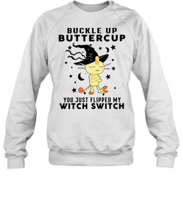 Monkey Buckle Up Buttercup You just Flipped My Witch Switch Halloween T-shirt