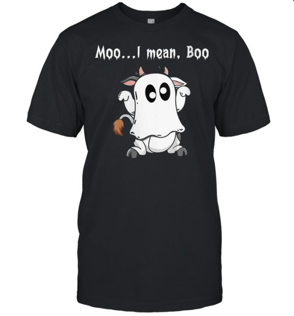 Moo I Mean Boo Ghost CowFunny halloween Cow Boo shirt