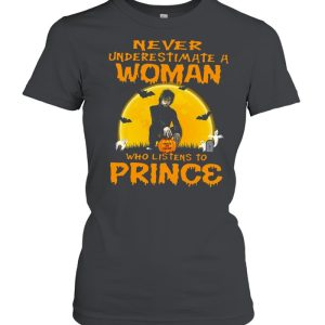 Never underestimate a woman who listens to prince Halloween shirt 1 Never underestimate a woman who listens to prince Halloween shirt 2