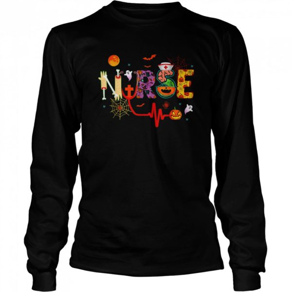 Nurse Halloween Costume Stethoscope Heartbeat Pumpkin Shirt