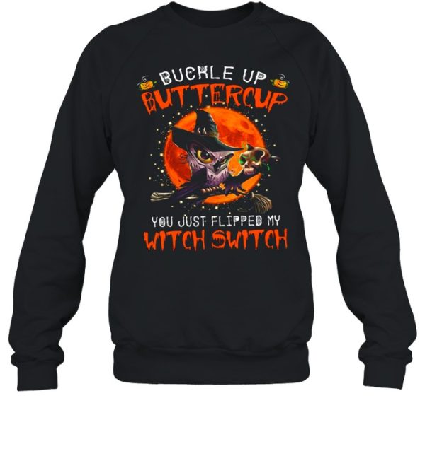 Owl Buckle Up Buttercup You Just Flipped My Witch Switch Skull Halloween Shirt