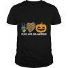 Peace Love Halloween Happy Halloween Pumpkin Leopard Heart T-Shirt B0BHJM5DXB