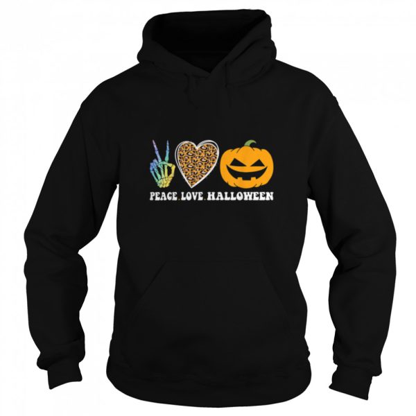 Peace Love Halloween Happy Halloween Pumpkin Leopard Heart T-Shirt B0BHJM5DXB