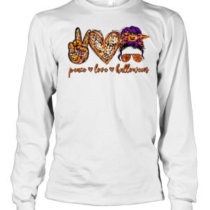 Peace Love Halloween Messy Bun Sunglasses Costume shirt 2 Peace Love Halloween Messy Bun Sunglasses Costume shirt 3