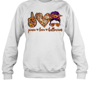 Peace Love Halloween Messy Bun Sunglasses Costume shirt 3 Peace Love Halloween Messy Bun Sunglasses Costume shirt 4