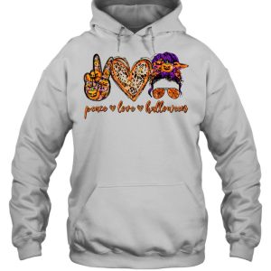 Peace Love Halloween Messy Bun Sunglasses Costume shirt 4 Peace Love Halloween Messy Bun Sunglasses Costume shirt 5