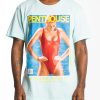 REASON PENTHOUSE RED SWIMSUIT CREW TEE IN AQUA