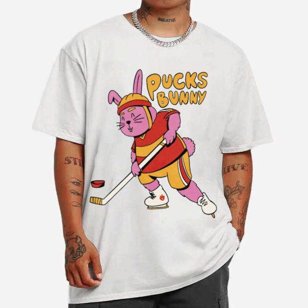 Rabbit Playing Ice Hockey T-shirt