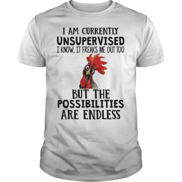 Rooster I am currently unsupervised i know it freaks me out too shirt