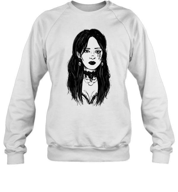 Sexy Goth Girl Vampire Horror Undead Illustrated T-shirt