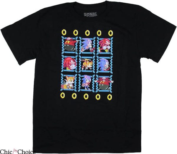 Shadow The Hedgehog T-Shirt Pixel Character Grid Video Game