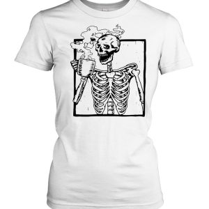 Skeleton Drinking Coffee Caffeine Cool Halloween T-shirt 1 Skeleton Drinking Coffee Caffeine Cool Halloween T shirt 2