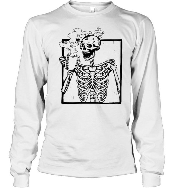 Skeleton Drinking Coffee Caffeine Cool Halloween T-shirt