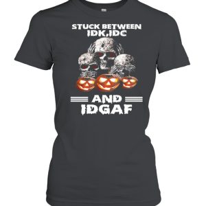 Skulls Pumpkin Stuck Between IDK IDC and IDGAF Halloween shirt 1 Skulls Pumpkin Stuck Between IDK IDC and IDGAF Halloween shirt 2