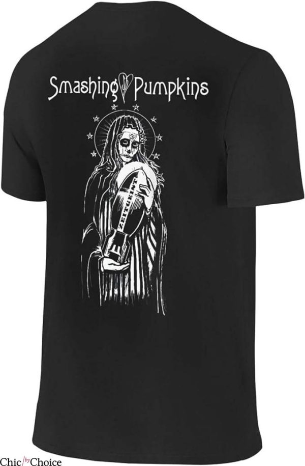 Smashing Pumpkins T-Shirt Skeleton Holds Pumpkins Halloween