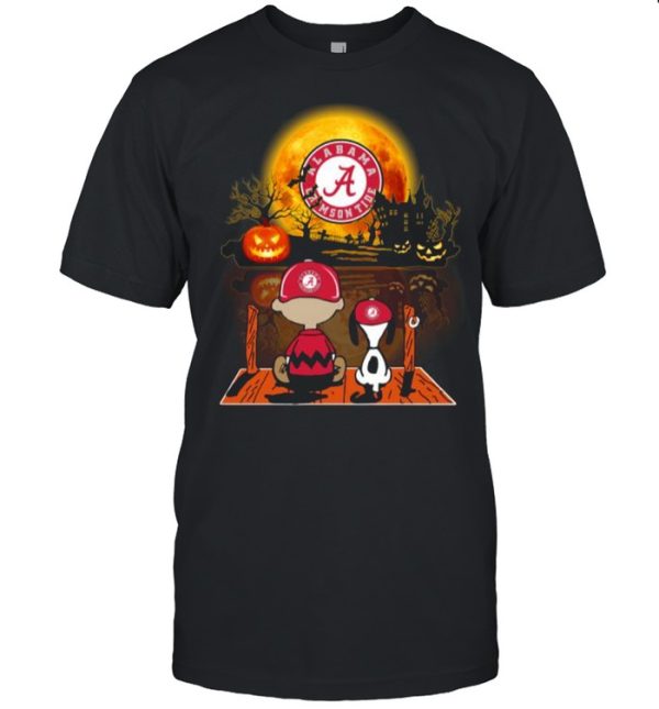 Snoopy and Charlie Brown Pumpkin Alabama Crimson Tide Halloween Moon shirt