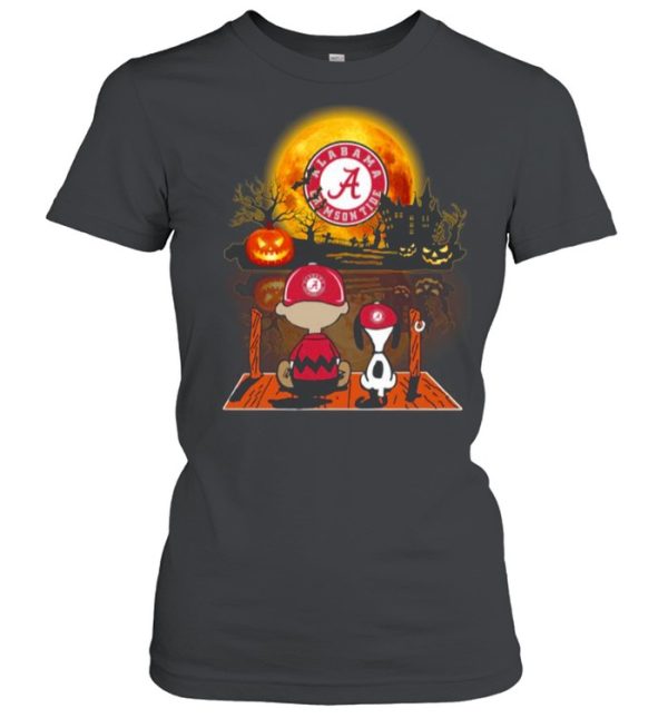 Snoopy and Charlie Brown Pumpkin Alabama Crimson Tide Halloween Moon shirt