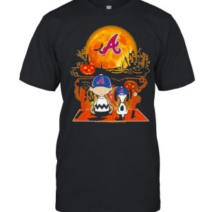Snoopy and Charlie Brown Pumpkin Atlanta Braves Halloween Moon shirt 1