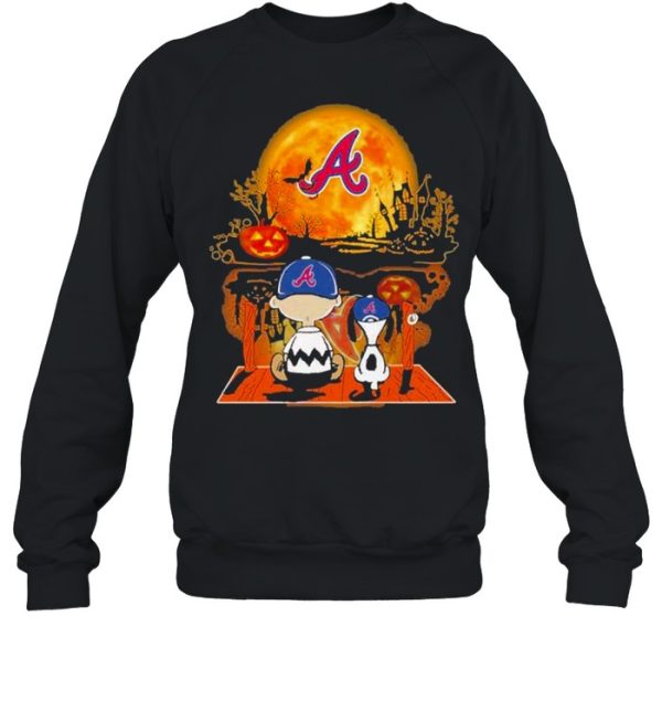 Snoopy and Charlie Brown Pumpkin Atlanta Braves Halloween Moon shirt