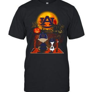 Snoopy and Charlie Brown Pumpkin Auburn Tigers Halloween Moon shirt 1