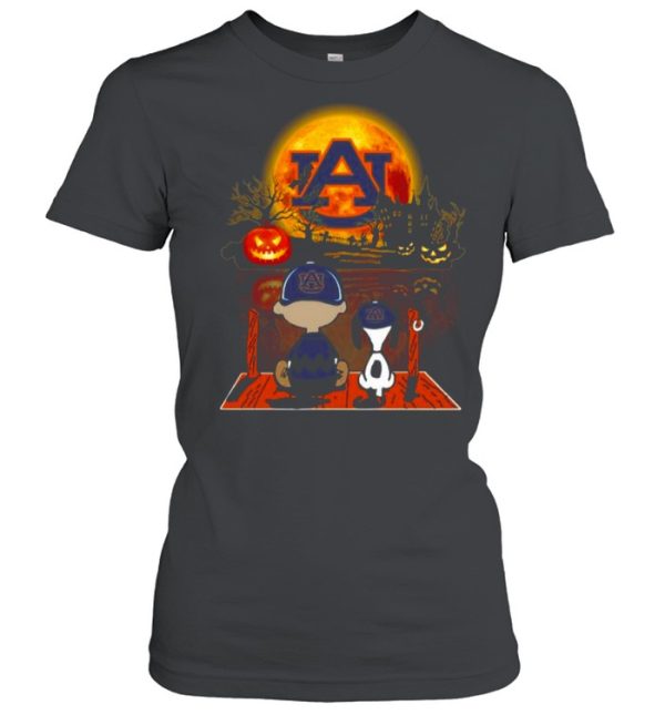 Snoopy and Charlie Brown Pumpkin Auburn Tigers Halloween Moon shirt