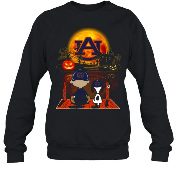 Snoopy and Charlie Brown Pumpkin Auburn Tigers Halloween Moon shirt