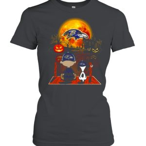 Snoopy and Charlie Brown Pumpkin Baltimore Ravens Halloween Moon shirt 1 Snoopy and Charlie Brown Pumpkin Baltimore Ravens Halloween Moon shirt 2
