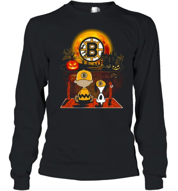 Snoopy and Charlie Brown Pumpkin Boston Bruins Halloween Moon shirt