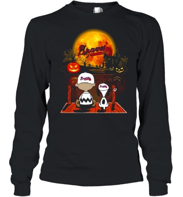 Snoopy and Charlie Brown Pumpkin Braves Halloween Moon shirt