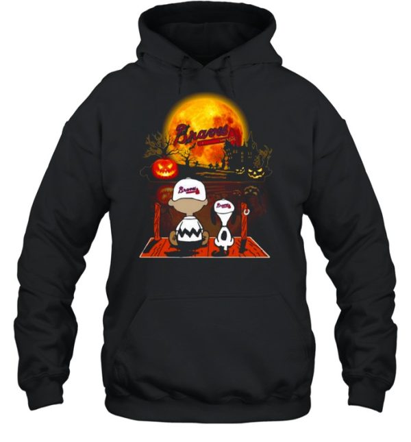 Snoopy and Charlie Brown Pumpkin Braves Halloween Moon shirt