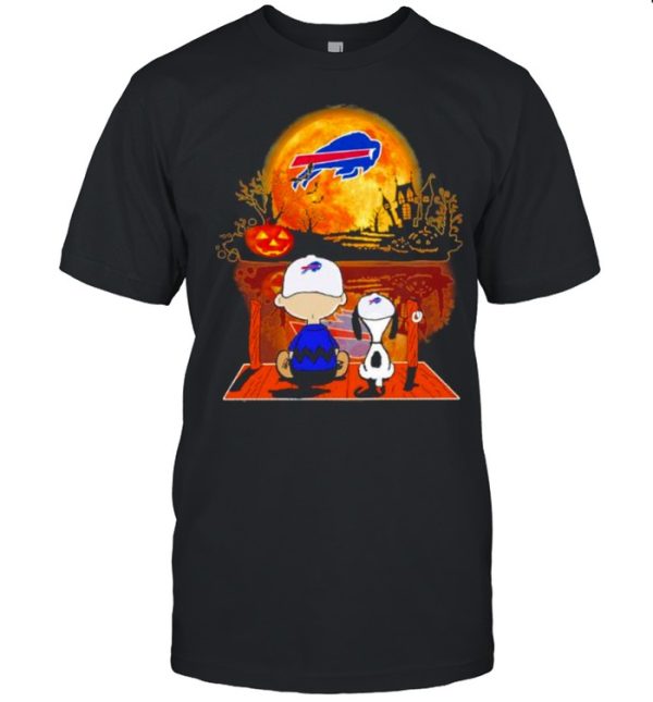 Snoopy and Charlie Brown Pumpkin Buffalo Bills Halloween Moon shirt