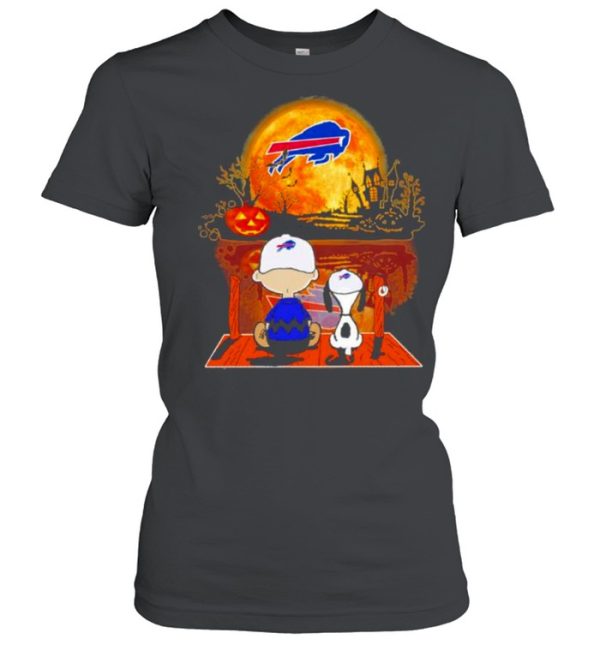 Snoopy and Charlie Brown Pumpkin Buffalo Bills Halloween Moon shirt