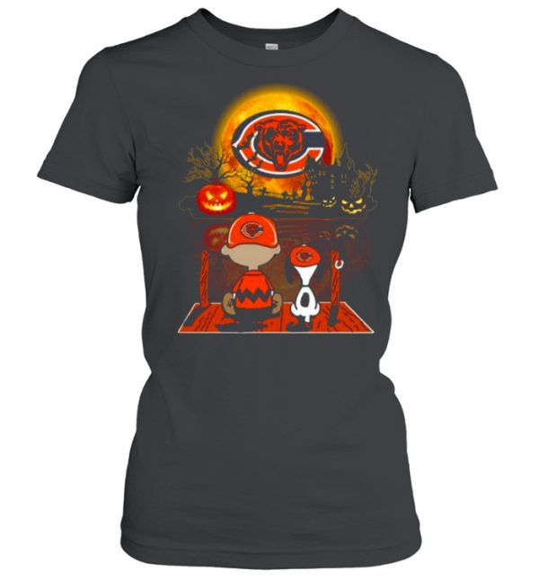 Snoopy and Charlie Brown Pumpkin Chicago Bears Halloween Moon shirt