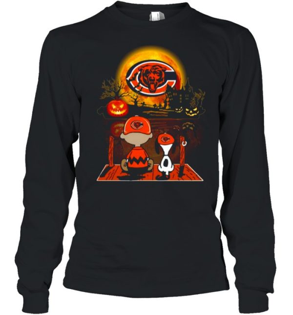 Snoopy and Charlie Brown Pumpkin Chicago Bears Halloween Moon shirt