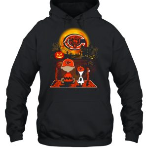 Snoopy and Charlie Brown Pumpkin Chicago Bears Halloween Moon shirt 5