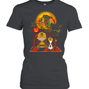 Snoopy and Charlie Brown Pumpkin Chicago Blackhawks Halloween Moon shirt 1 Snoopy and Charlie Brown Pumpkin Chicago Blackhawks Halloween Moon shirt 2