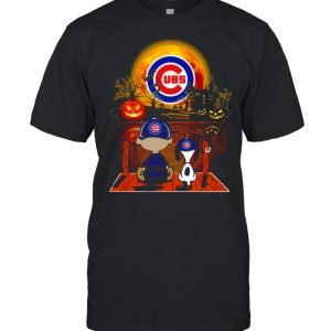 Snoopy and Charlie Brown Pumpkin Chicago Cubs Halloween Moon shirt 1